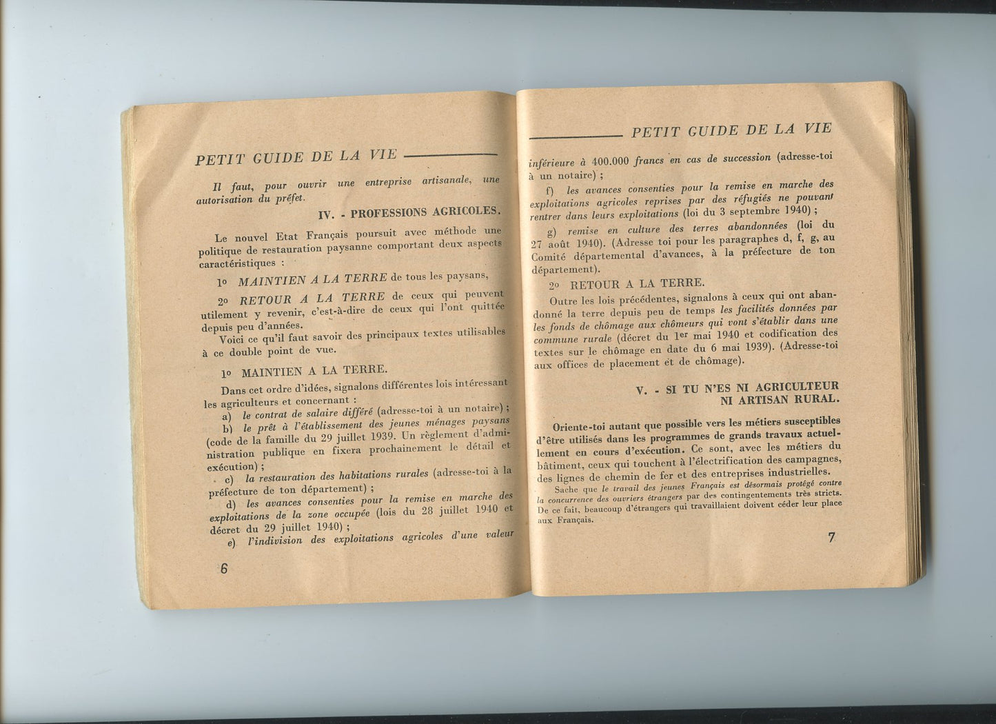 gros livret au seuil de la vie nouvelle Etat Français 1941, chantiers de jeunesse