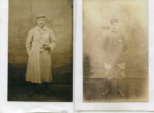 2 cartes photos d'un soldat du 141° RI Marseille prisonnier en Allemagne 1914-18