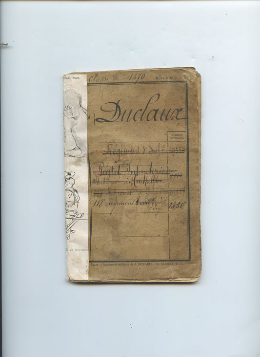 livret militaire et diplôme médaille 1870-71 d'un soldat du Vaucluse