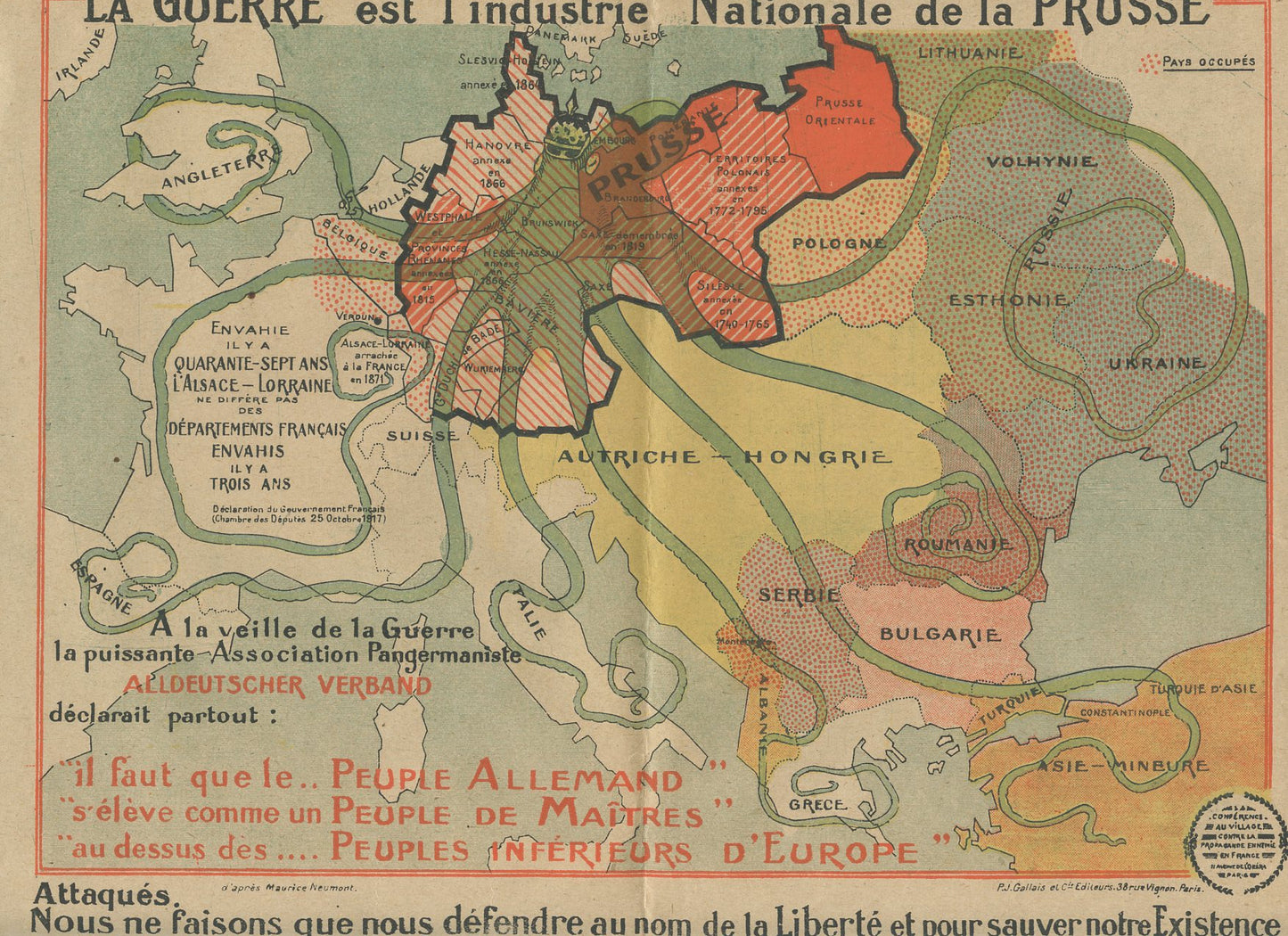 tract carte anti allemand 1914-1918