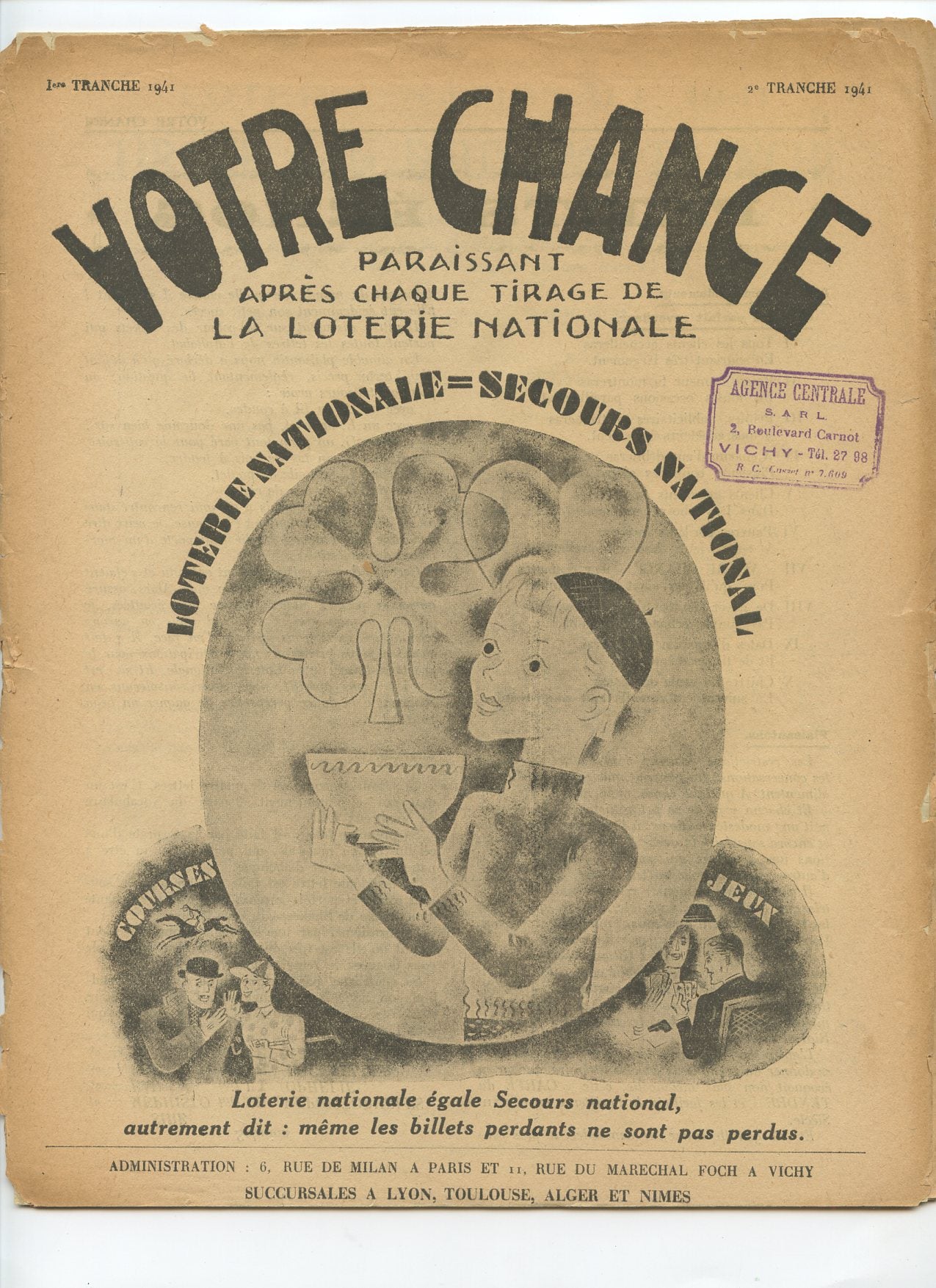 livret la loterie nationale, secours national, 1941, Maréchal Pétain, Vichy, Etat Français