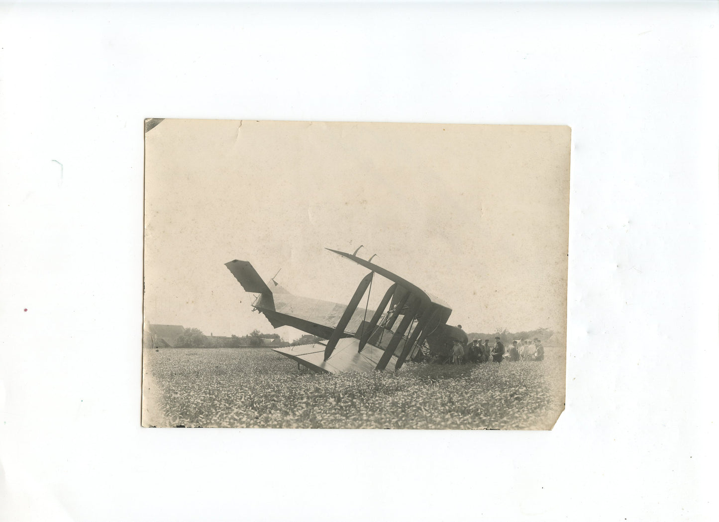 grande photo avion français écrasé à Chartres en 1925 légende au dos 17 x 12 cm