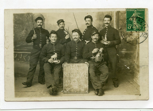 carte photo groupe du 17° bataillon de chasseurs à pied Rambervillers vers 1907