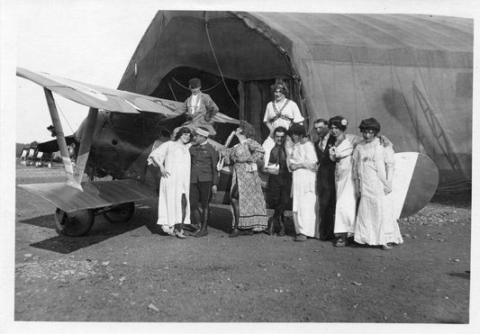 grande photo avion et pilote travestis aviation 1914-1918 16 x 12 cm