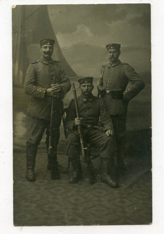 carte photo réservistes allemands avec Mauser 1888 1914-1918