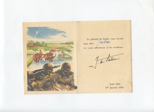carte de vœux général de Lattre Indochine 1951-52