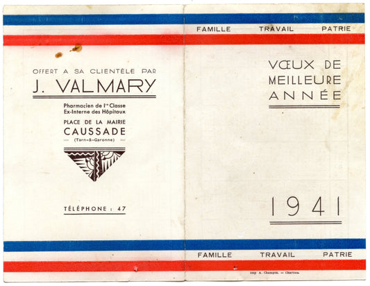 calendrier Etat Français 1941 Caussade