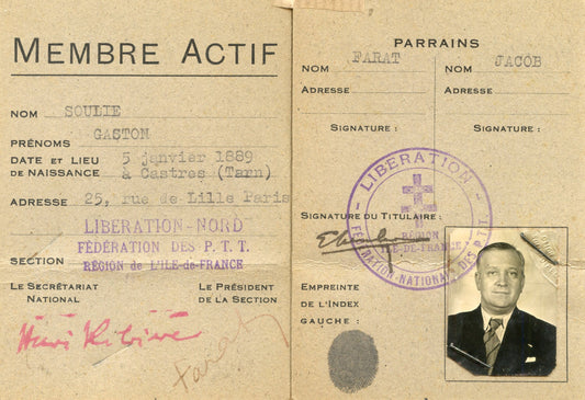 carte de membre réseau libération Nord résistance