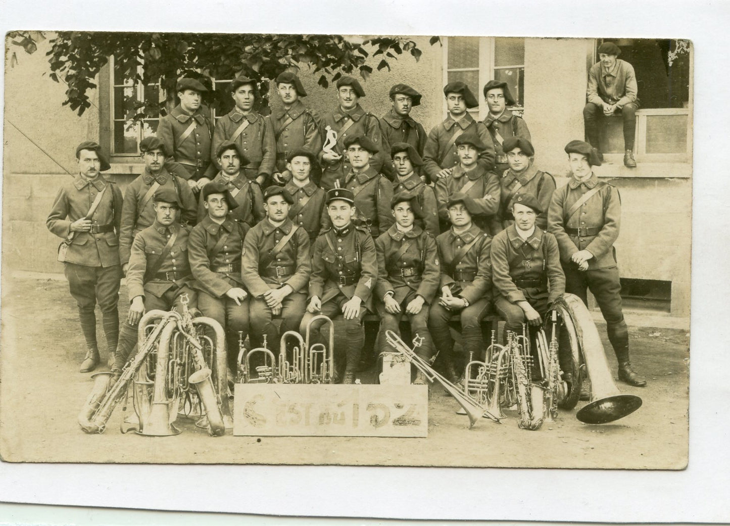 carte photo fanfare du 5° bataillon de chasseurs alpins années 20