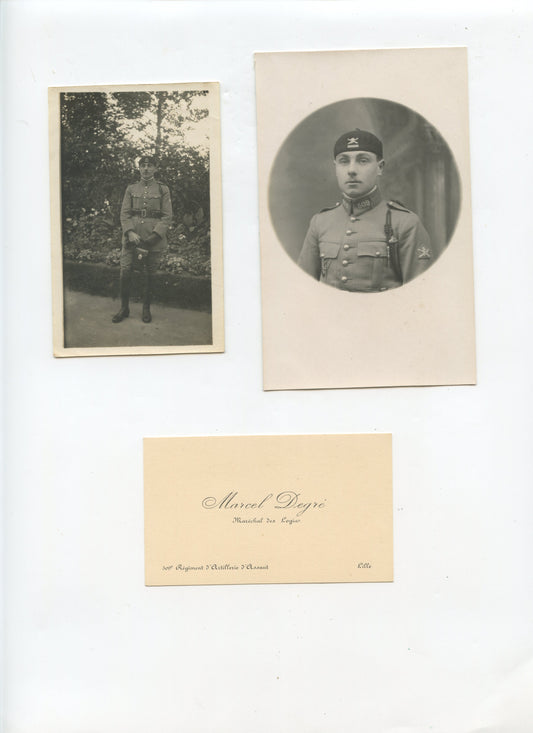 2 photos d'un maréchal des logis du 509° régiment d'artillerie d'assaut Chars Maubeuge années 20