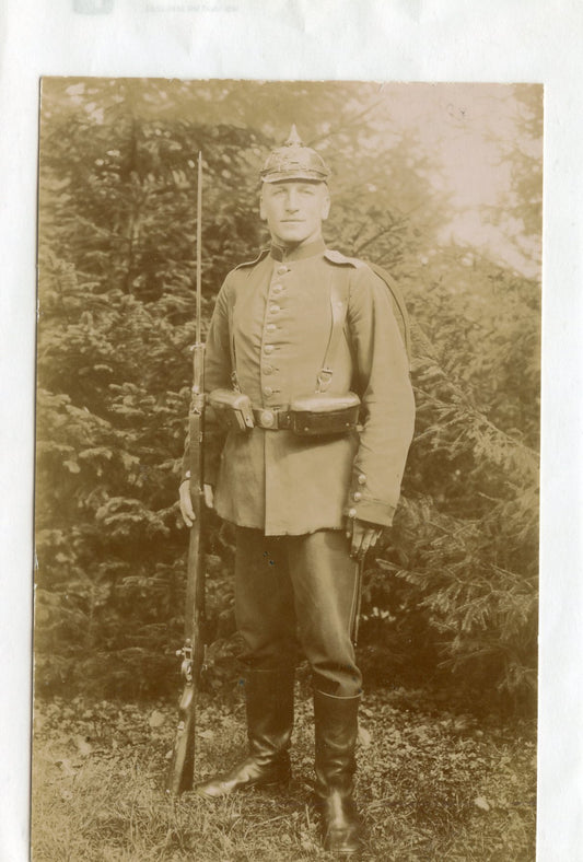 carte photo d'un soldat badois équipé 1914-1918, armée allemande