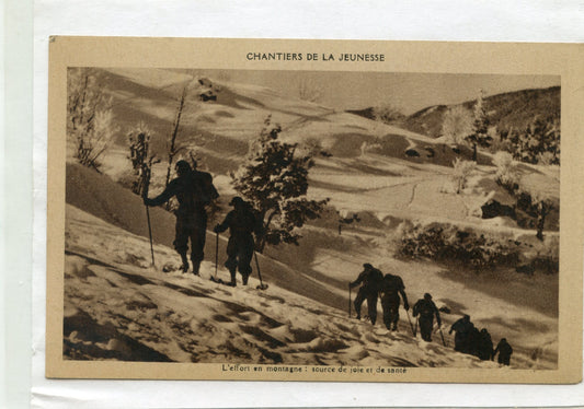 carte postale chantiers de jeunesse pré imprimée, l'effort en Montagne