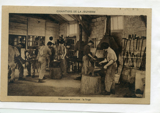 carte postale chantiers de jeunesse pré imprimée la forge