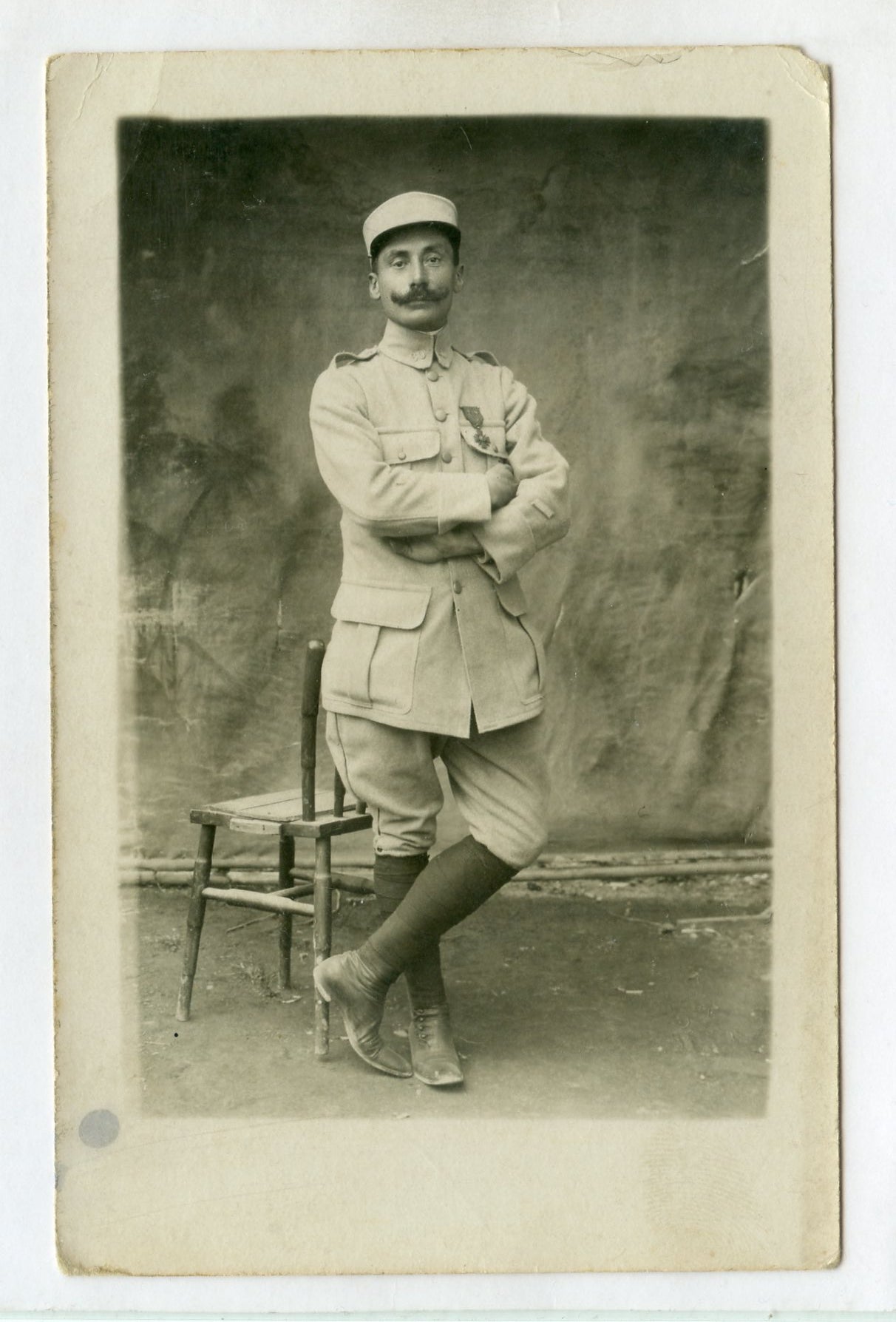 carte photo d'un officier du 80°RI décoré de la croix de guerre 1914-1918