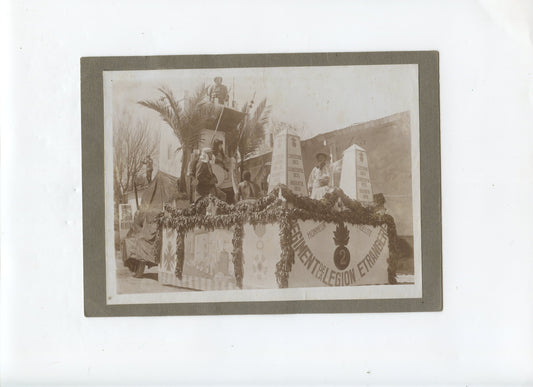 grande photo char du 2°REI légion Etrangère fête de Camerone vers 1900-1910 18x13 cm