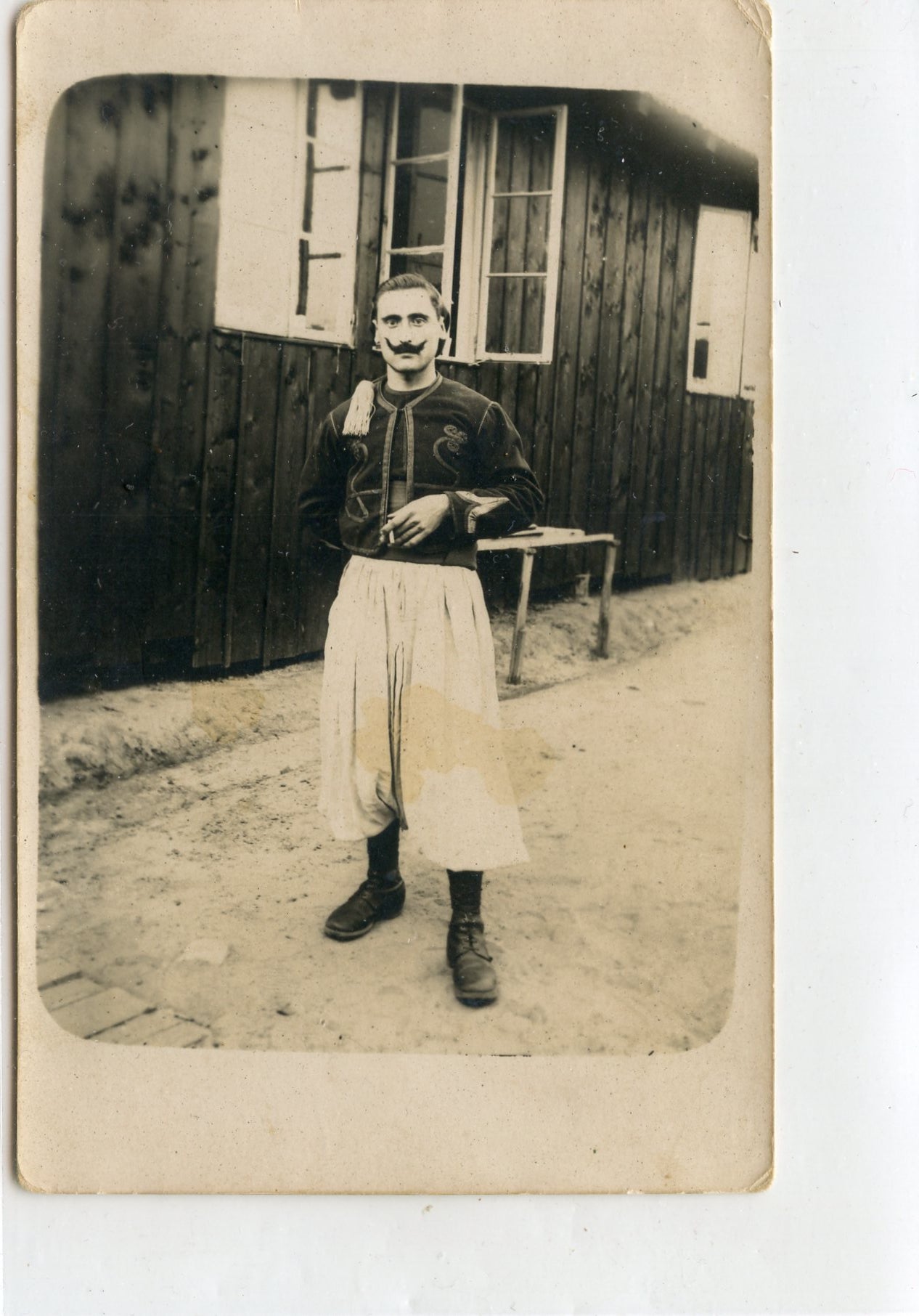 carte photo d'un zouave avant 1914, nominative au dos