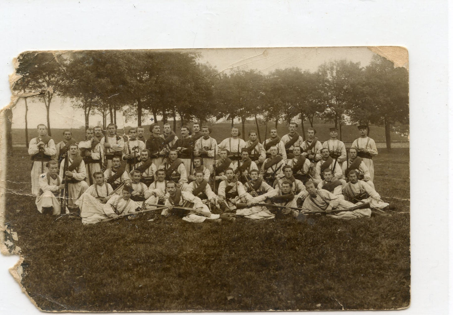 carte photo de zouaves a l'entrainement avant 1914