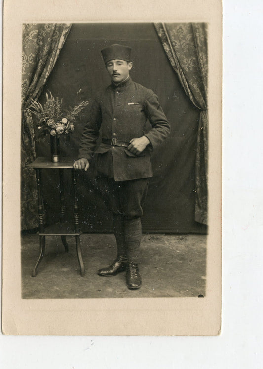 carte photo d'un zouave ou tirailleur, 1°régiment Saint Amarin Alsace 1919