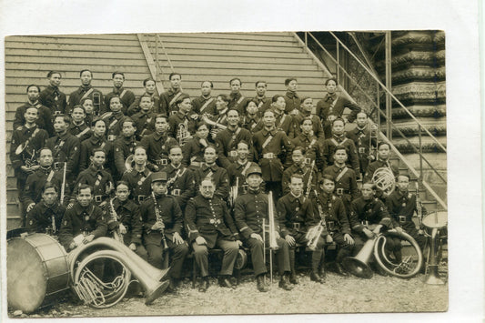 carte photo musique de soldats indochinois années 1939-40, coloniale
