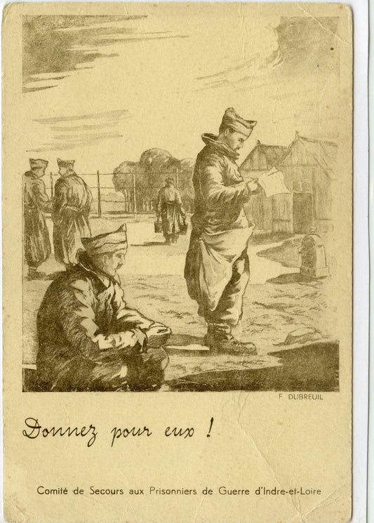 carte postale comité de secours des prisonniers de guerre Indre et Loire , numérotée Etat Français