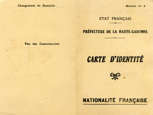 carte d'identité Etat Français préfecture de Haute Garonne 1941