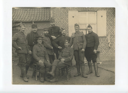 grande photo soldats Français dont aviateur et Ecossais 1914-1918 23x18 cm