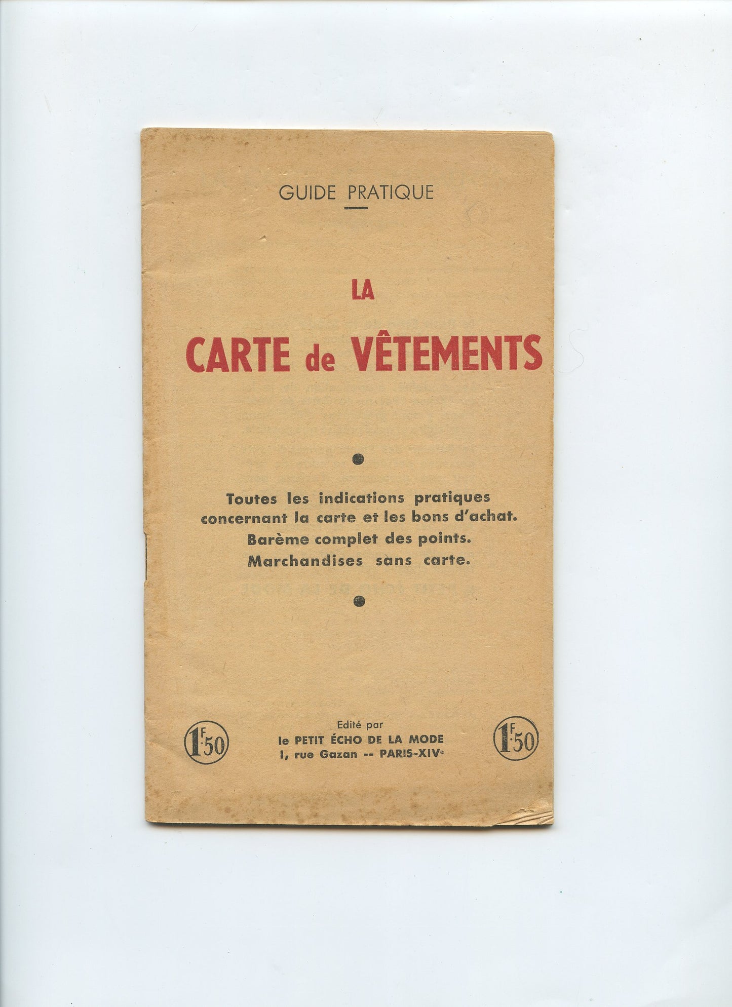 livret la carte de vêtement, rationnement, Vichy, Etat Français