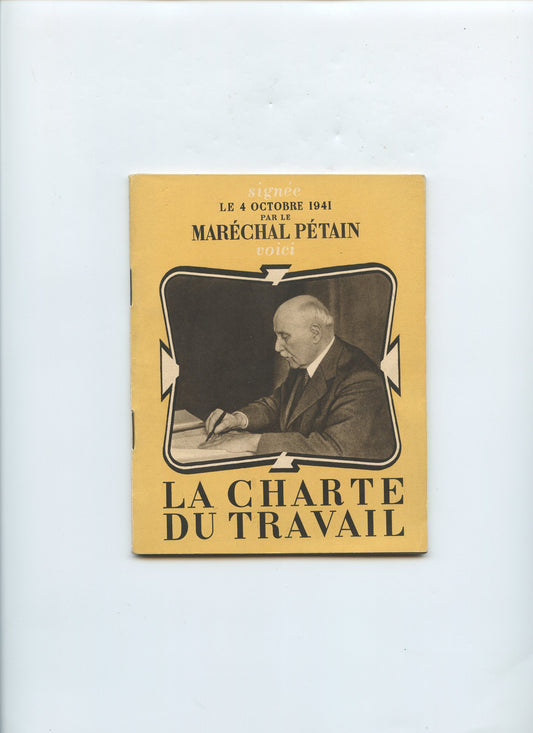 livret la charte du travail, Maréchal Pétain, Vichy, Etat Français