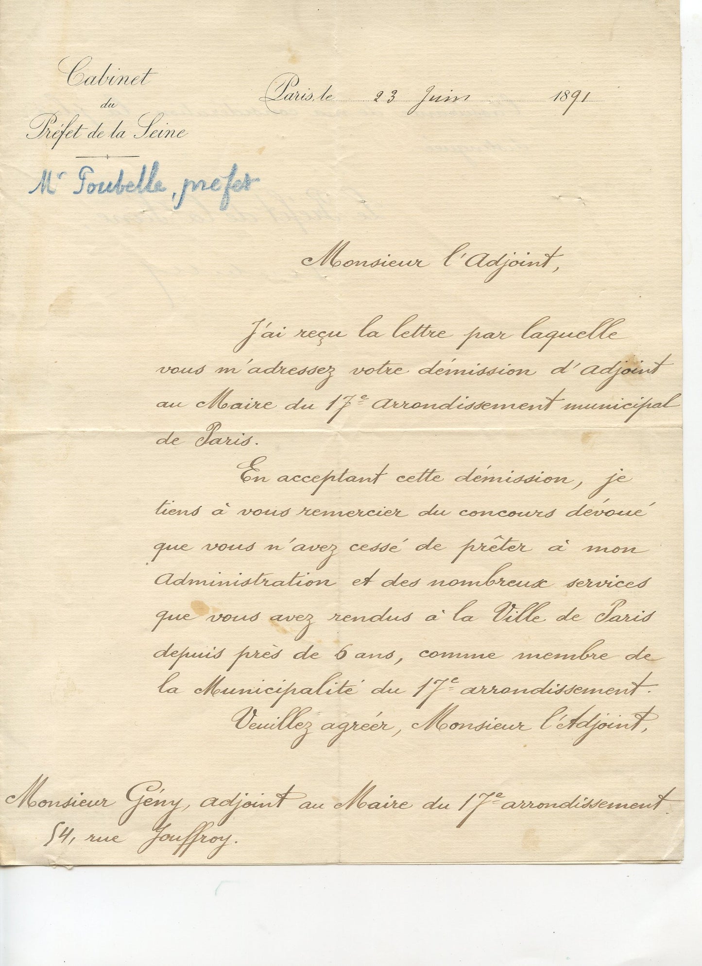 4 documents Officier de la garde nationale de Paris 1870-71 dont un signé Poubelle