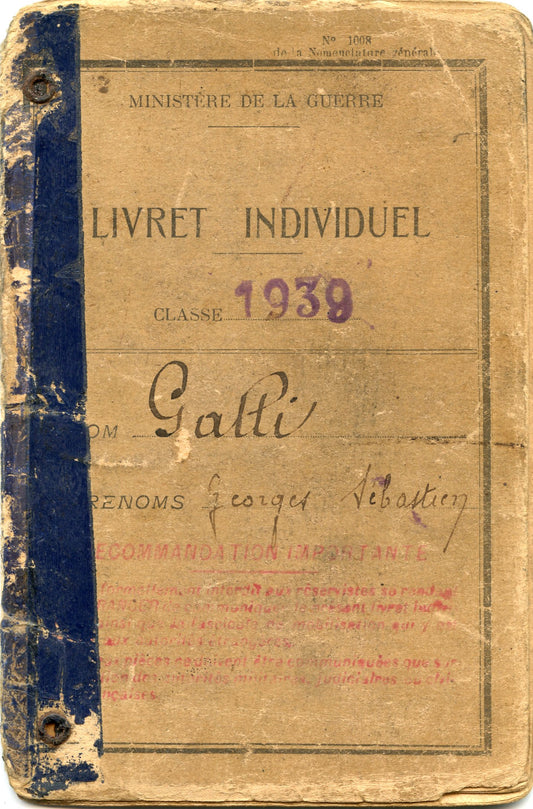 livret militaire d'un chasseur du 25°BCA originaire de Marseille campagne de France 1940