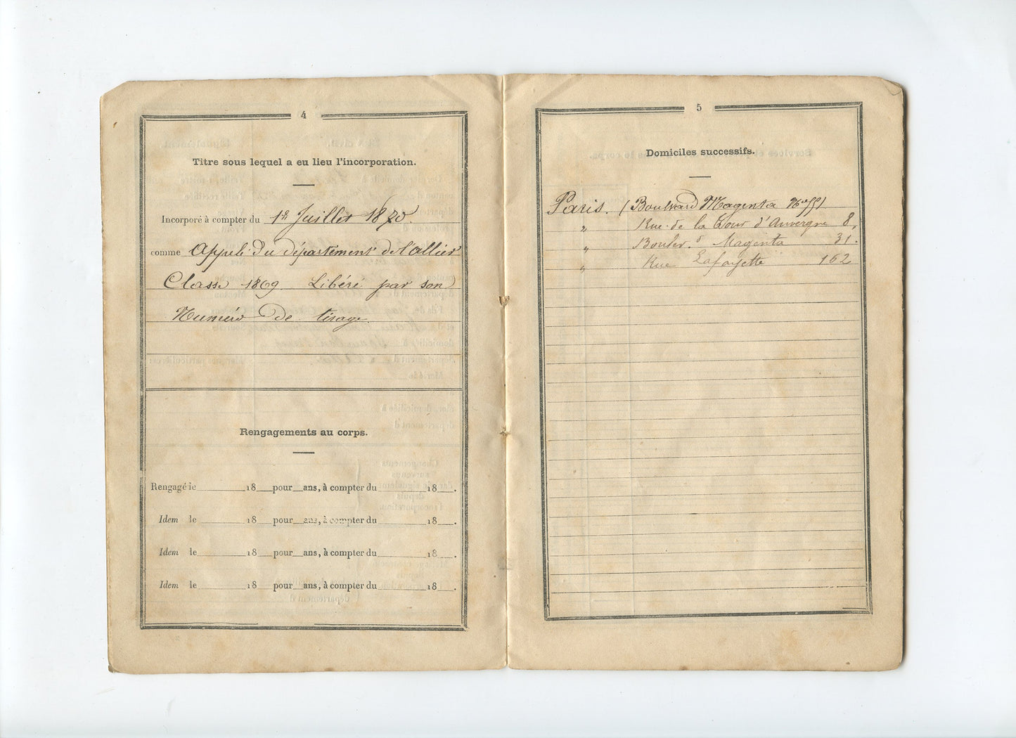 livret d'un garde national mobile de l'Allier sergent  Guerre de 1870-71