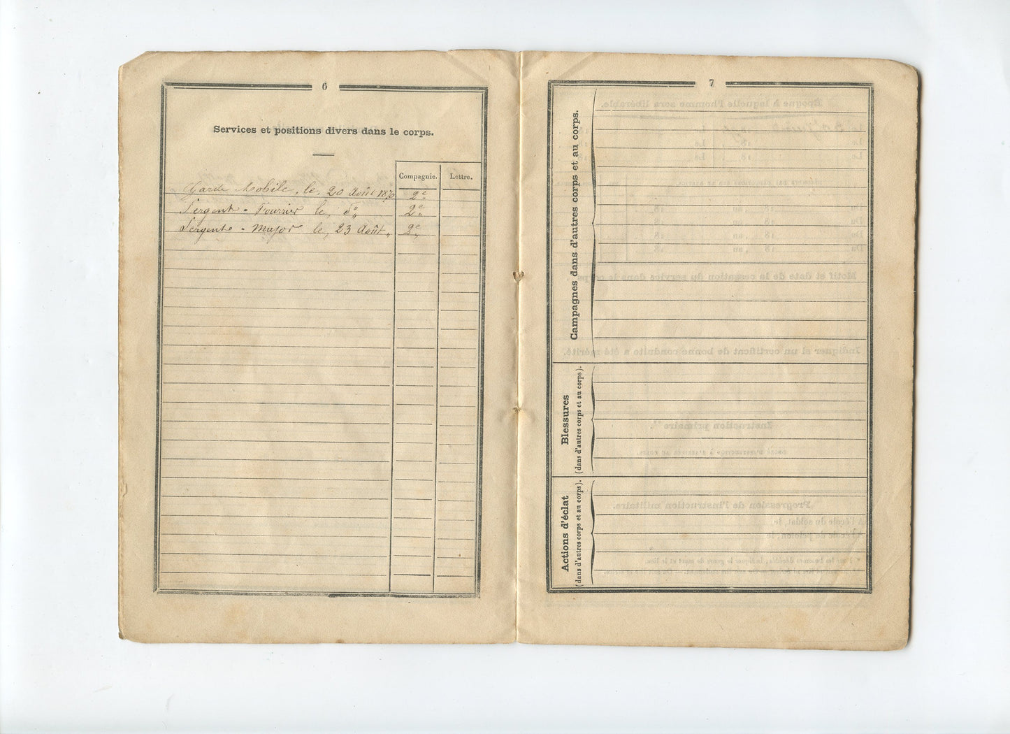 livret d'un garde national mobile de l'Allier sergent  Guerre de 1870-71