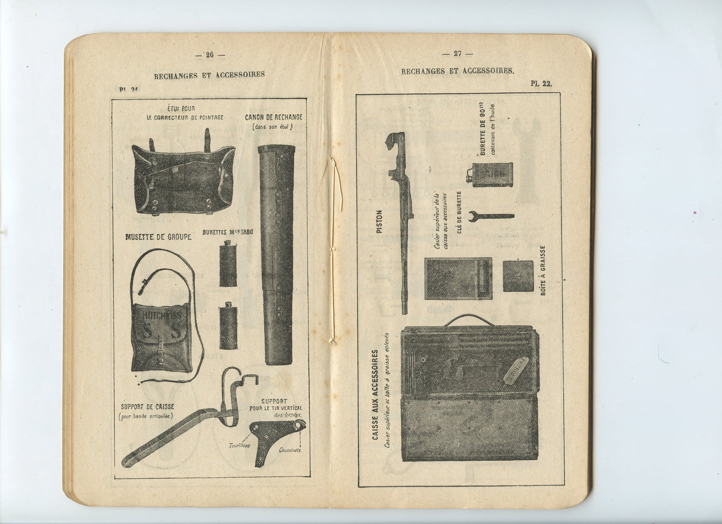 instruction des unités de mitrailleuses, planches Hotchkiss