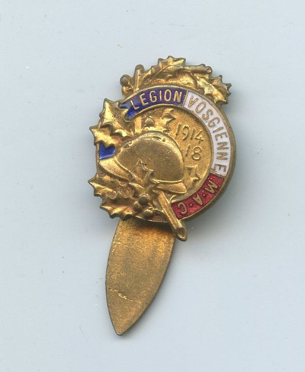 1914-1918: insigne de boutonnière légion vosgienne amicale anciens combattants 14-18 23mm de haut