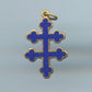 pendentif croix de lorraine émaillée bleue