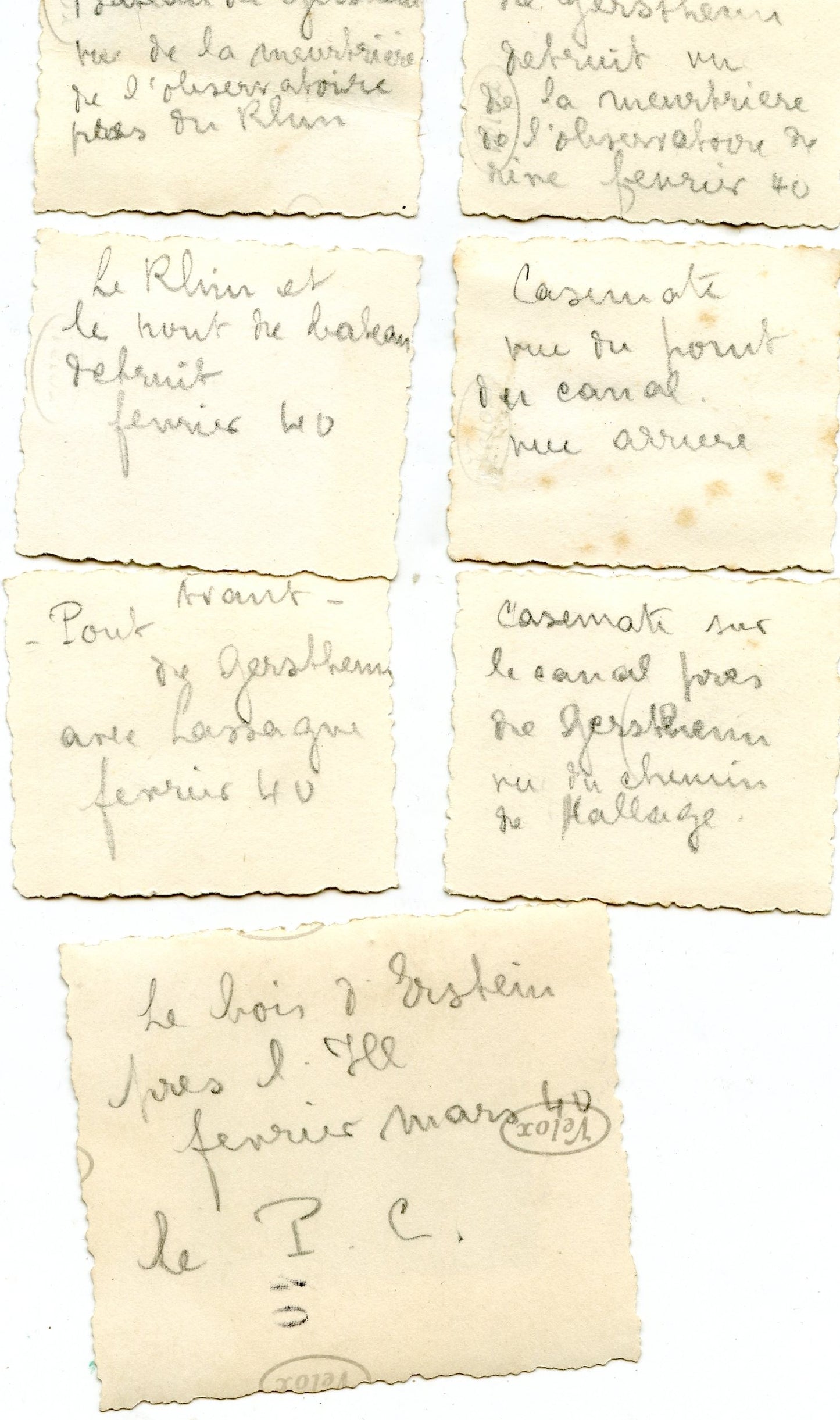 7 petites photos secteur de Erstein Gerstheim 1939-40, Maginot 4,5 x 4 cm