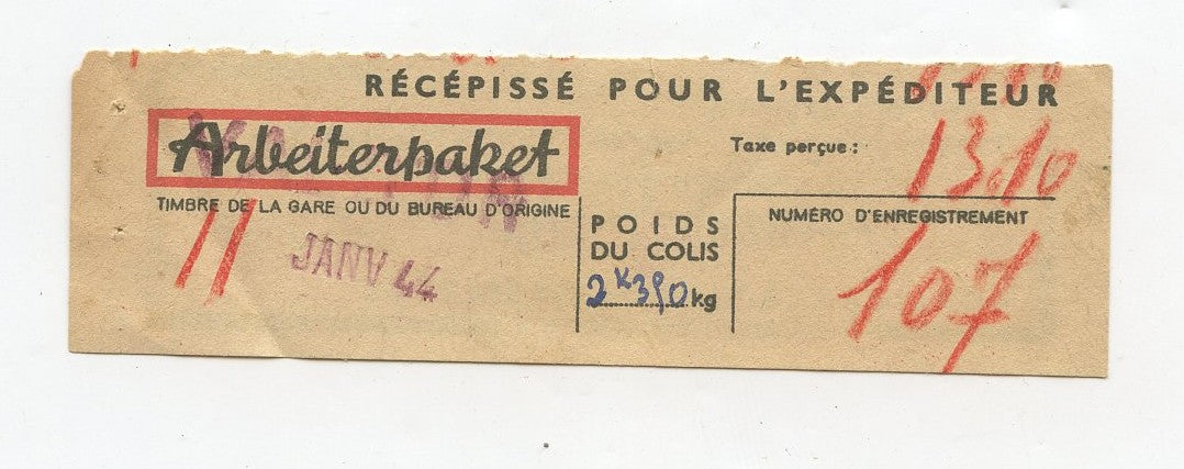 récépissé de colis pour travailleur Français du STO en Allemagne 1944 2