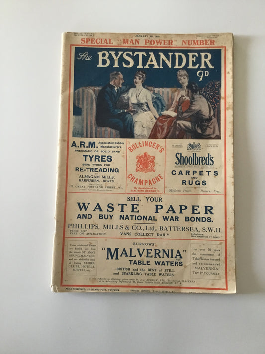 1914-1918 : revue militaire US the Bystander janvier 1918, nombreux dessins et publicités, environ 80 pages