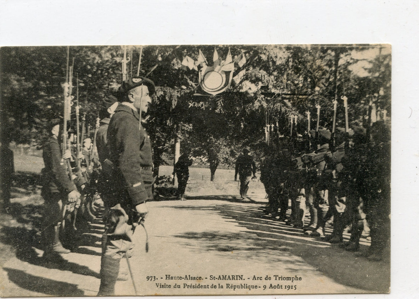 1914-1918 : CPA Haute Alsace, Saint Amarin visite du président Chasseurs Alpins