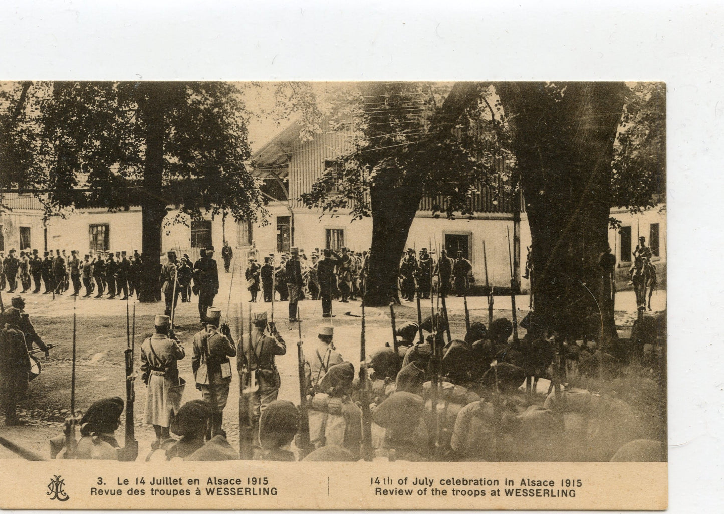 1914-1918 : CPA Wesserling Alsace 14 juillet 1915 revue des troupes