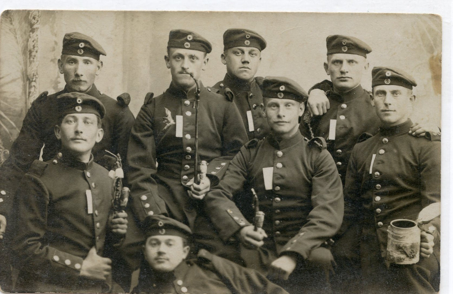 1914-1918 : carte photo soldats allemands,  pipes de réservistes