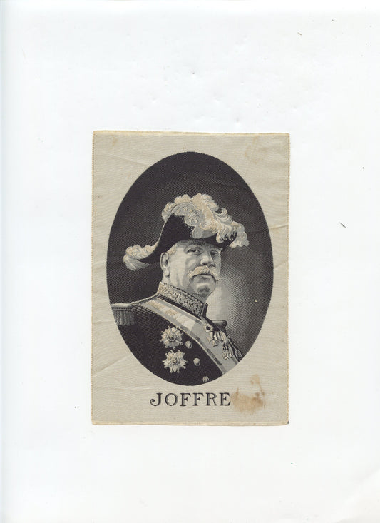 portrait brodé en Soie ? du Maréchal Joffre 1914-1918, 16 x 11 cm